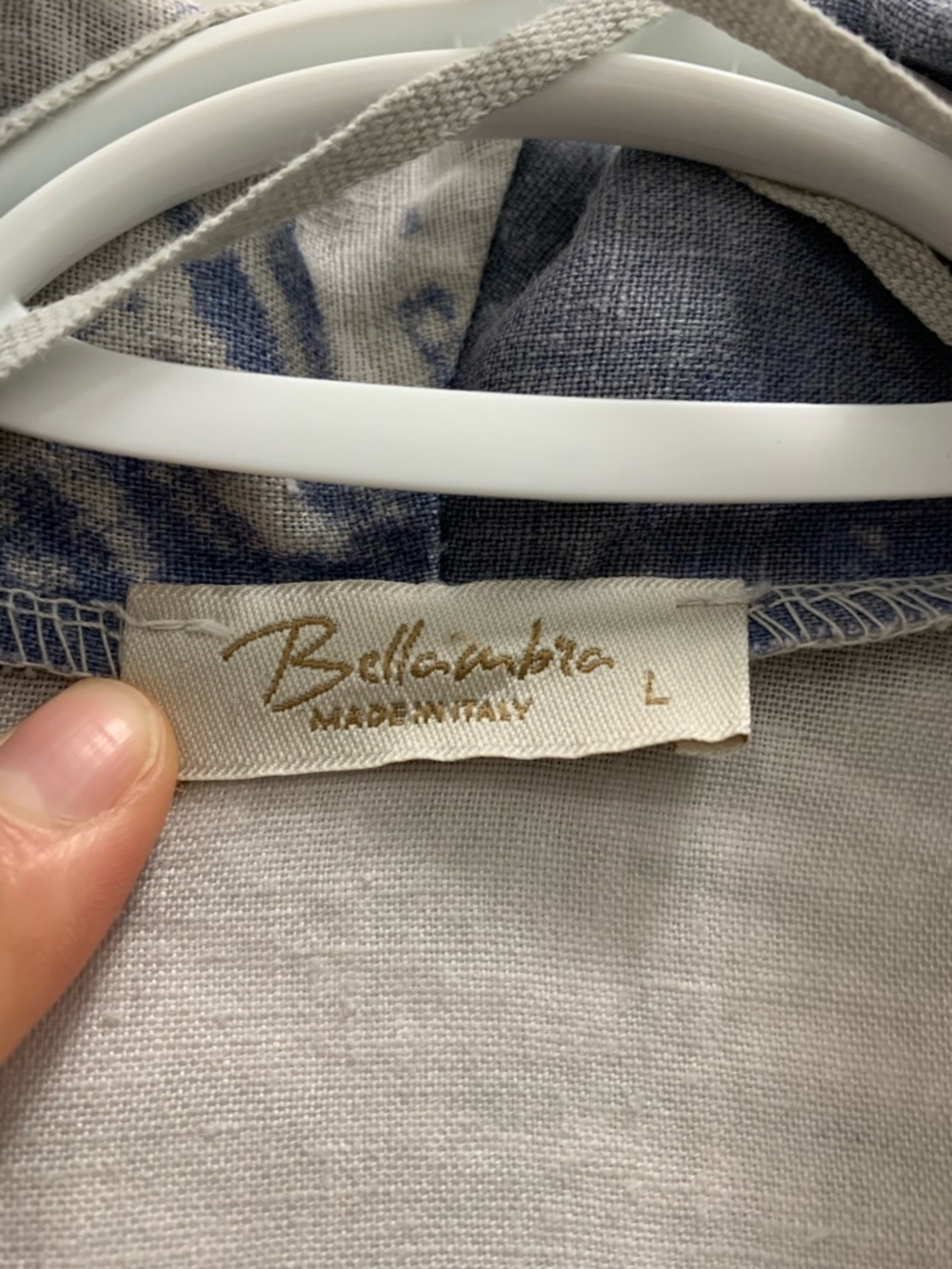 Bellambia Women's Open Front 100% Linen Jacket Blue/White made in Italy size L - Picture 7 of 13